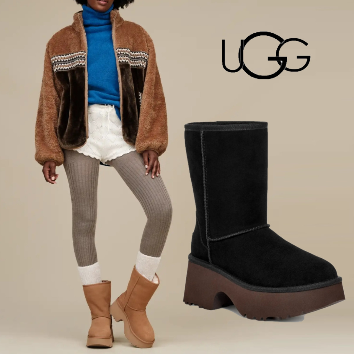 UGG☆Classic Short New Heights ふわふわファー ショートブーツ