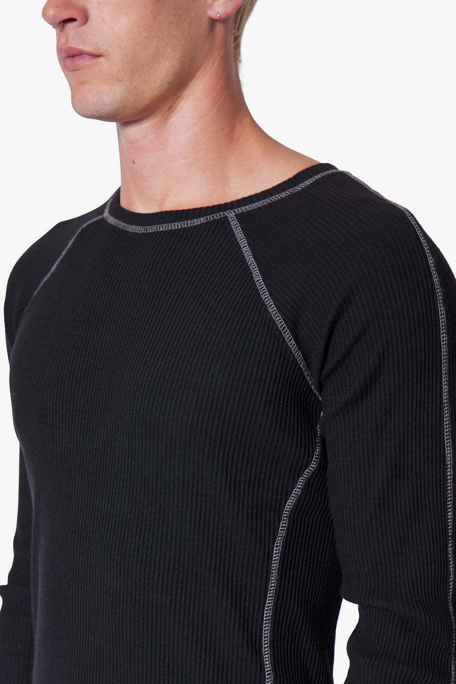 MNML HEAVY KNIT CROPPED Tシャツ 長袖 Black Creaｍ 送料込み MNML HEAVY KNIT CROPPED Tシャツ 長袖 Black Cream 送料込み