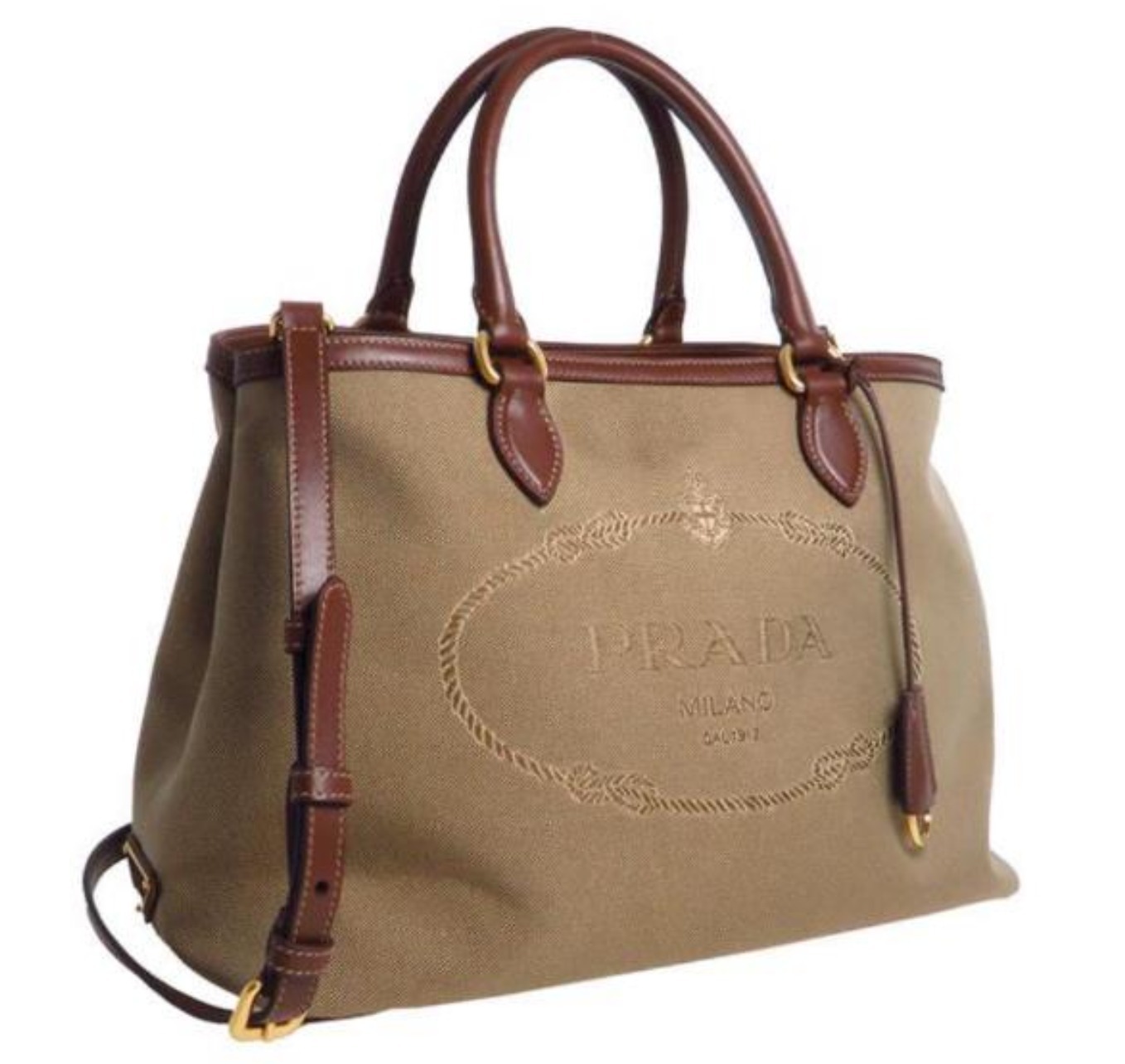 【PRADA】トートバッグ Logo Jacquard 1BA579★関税送料込み