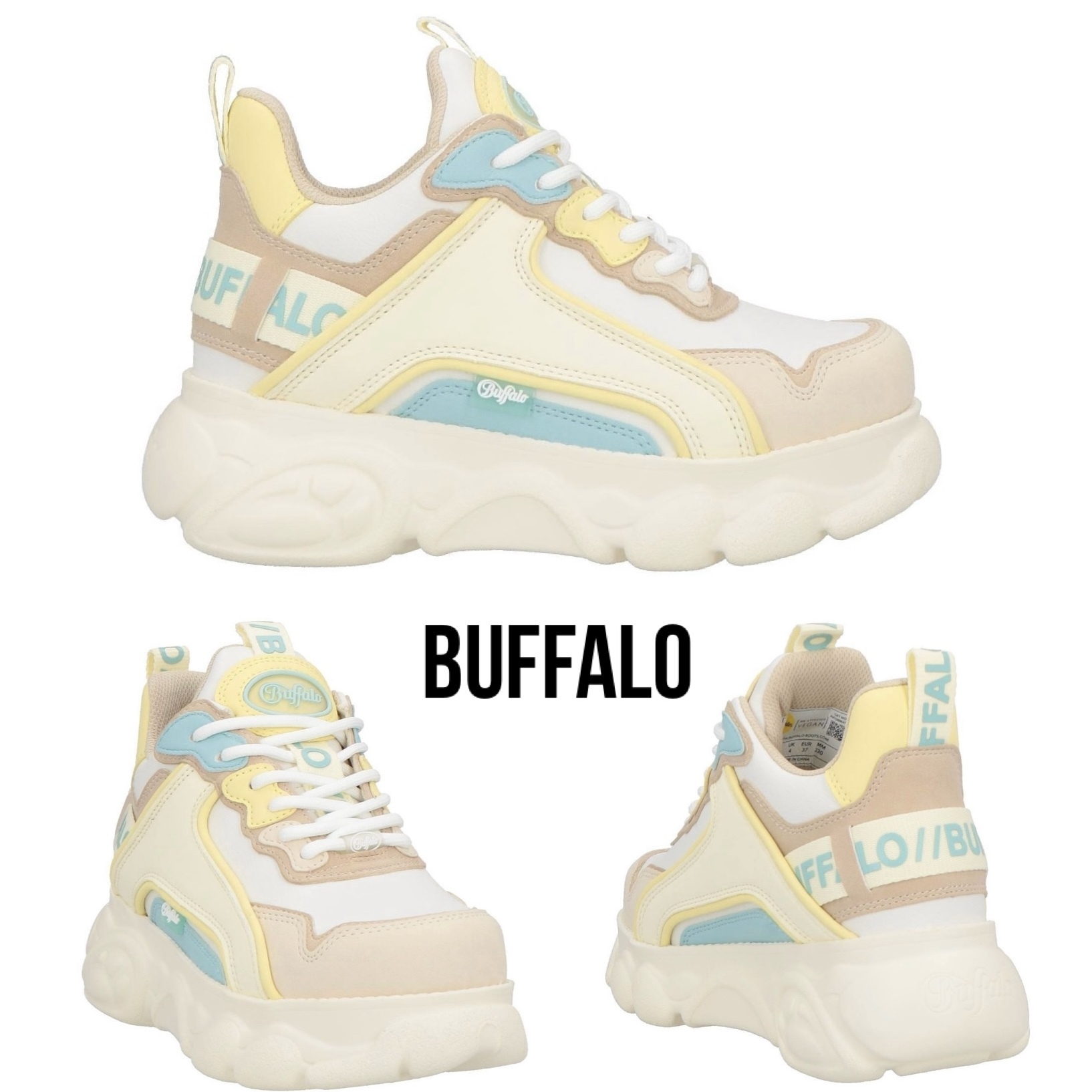 送料関税込み☆BUFFALO ロゴ スエード チャンキースニーカー