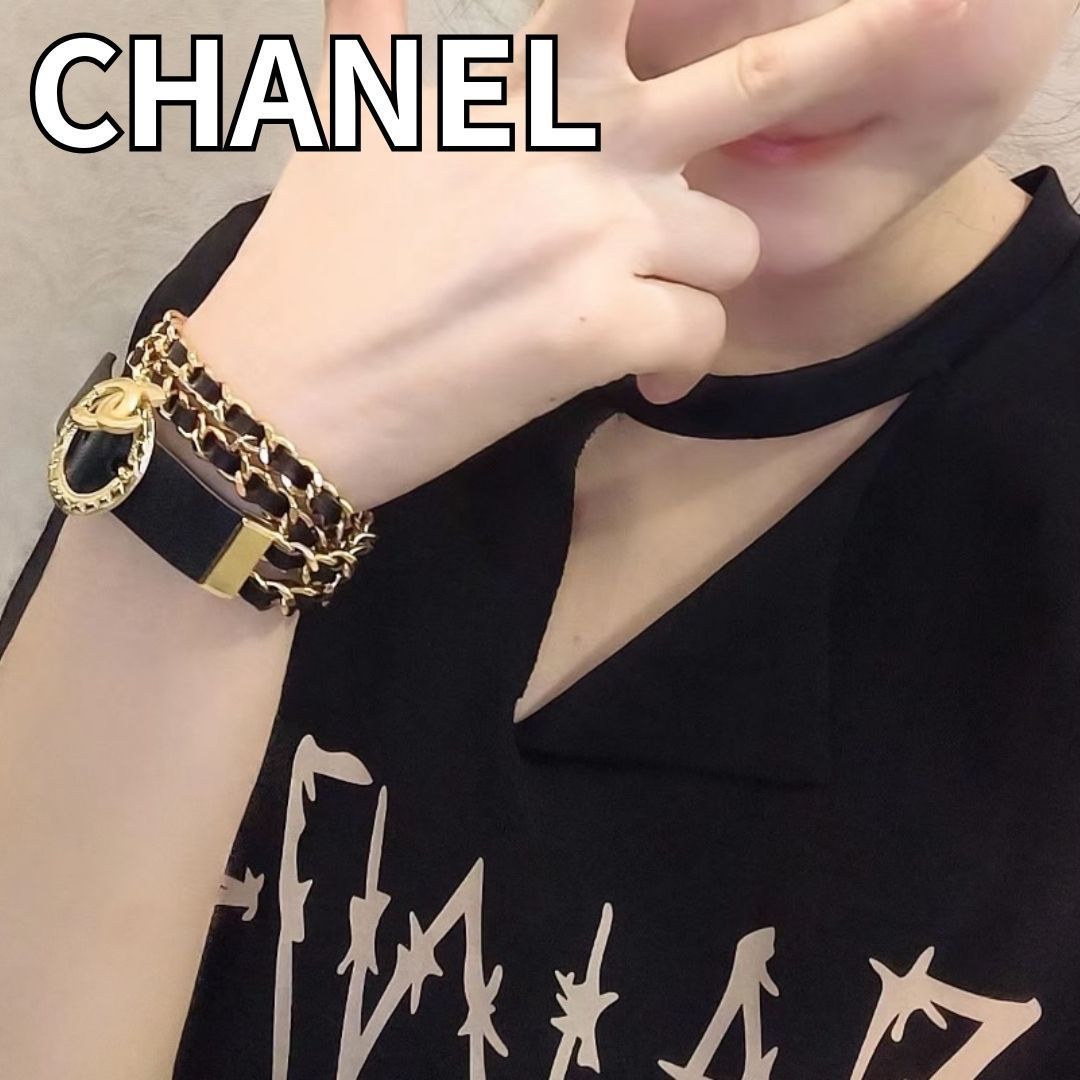 《24A》CHANEL ブレスレット メタル、ラムスキン & カーフスキン