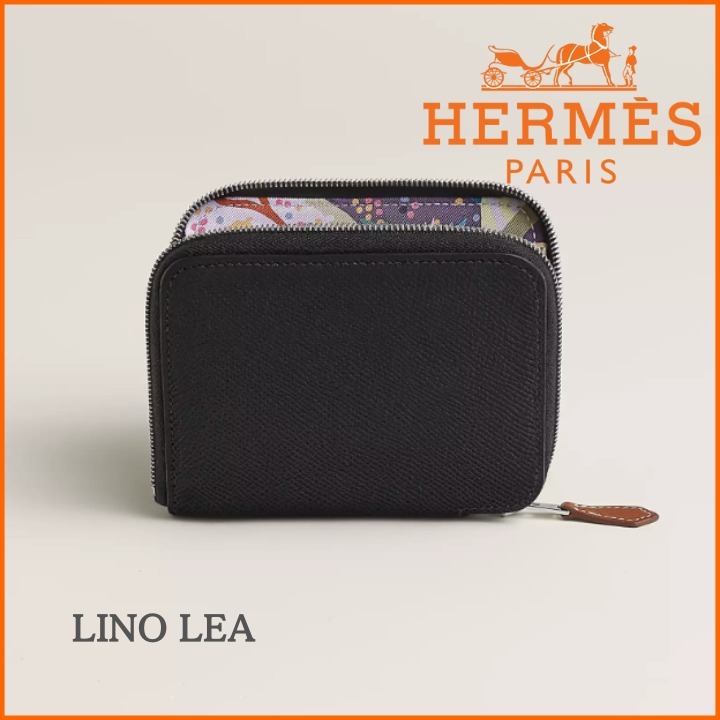 《裏地が可愛い♡》HERMES シルクイン コンパクト Noir