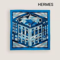 【希少品】HERMES メンズ ポケットチーフ Blue 数量限定☆