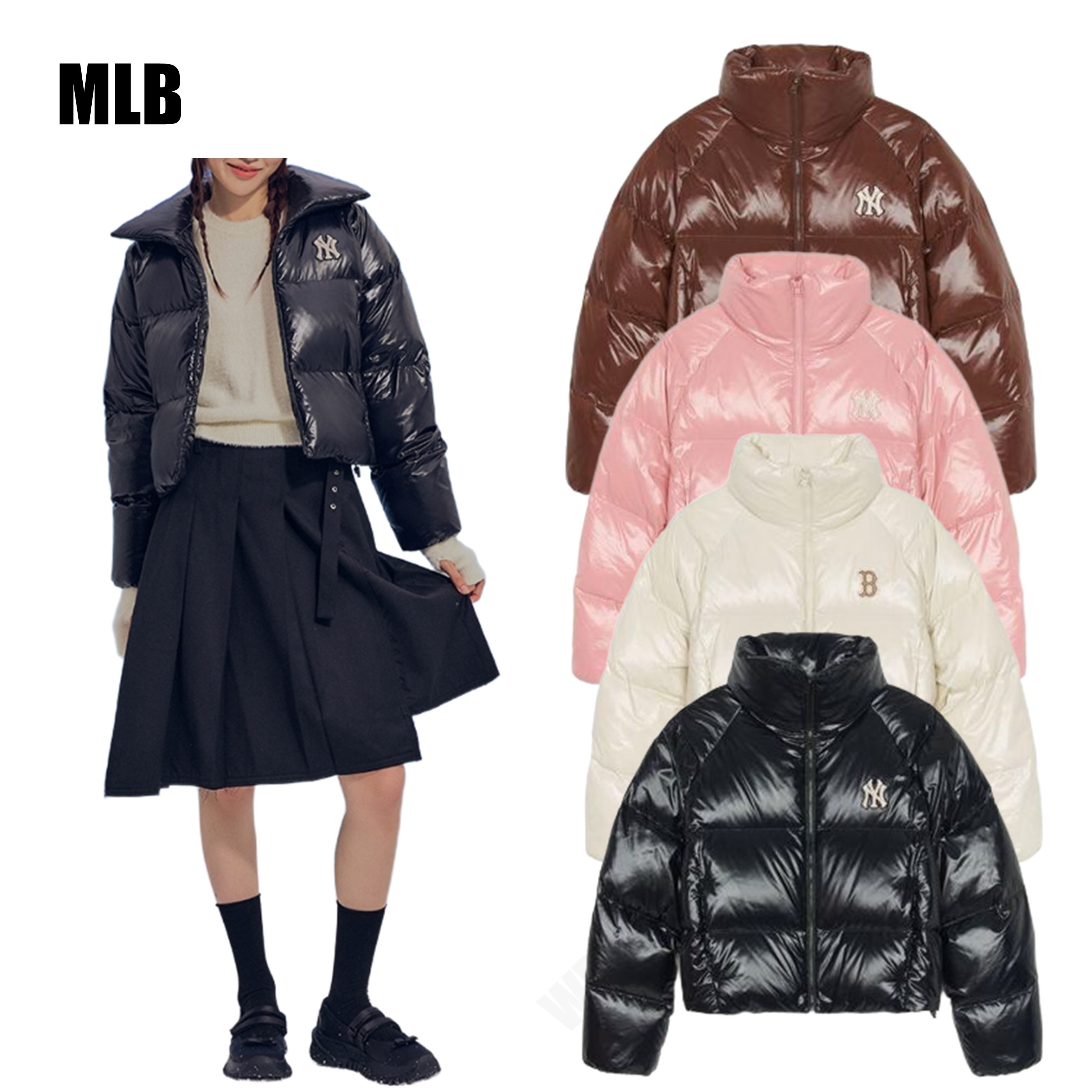 [MLB] W's Glossy Curve Crop Padding ☆送料込☆