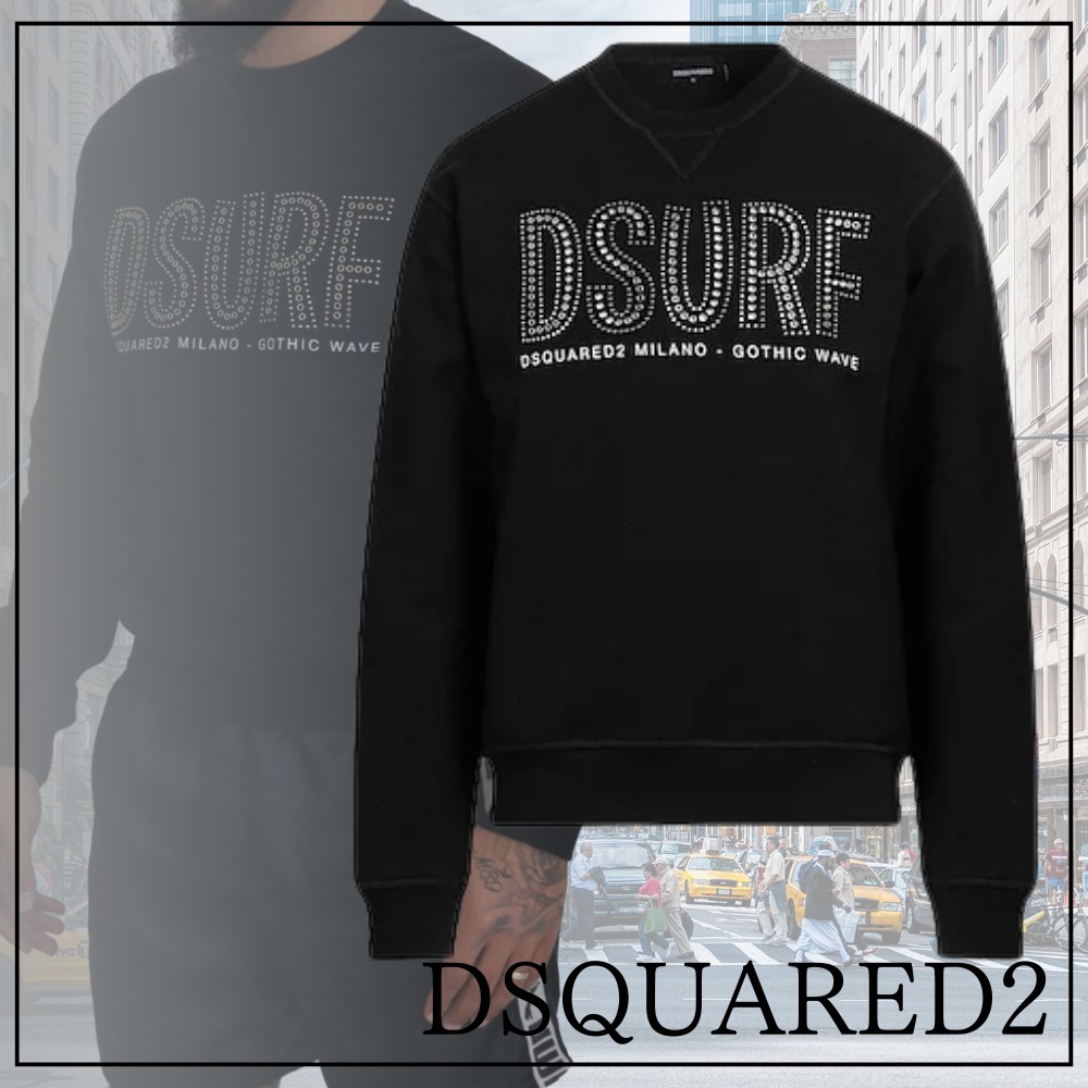 【秋冬に大活躍】DSQUARED2 スタッズ付スウェットブランドロゴ