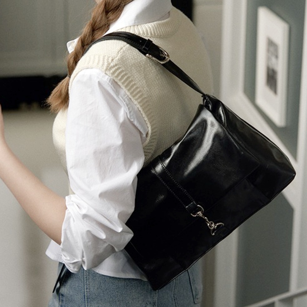 OVHEE Chloe Bag Black/斜めがけ バッグ 韓国 フェイクレザー