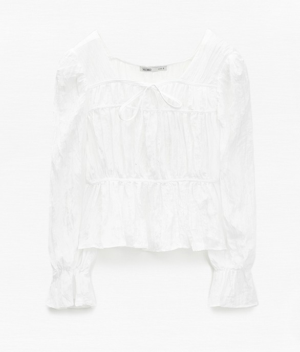 [MIXXO]スクエアネック シャーリング ブラウス_MIWBLE912G