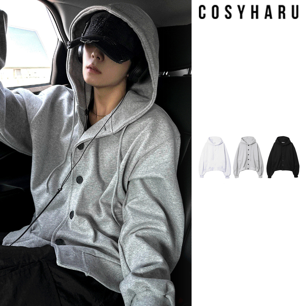 【COSYHARU】Aenbeog Button Hood Jacket