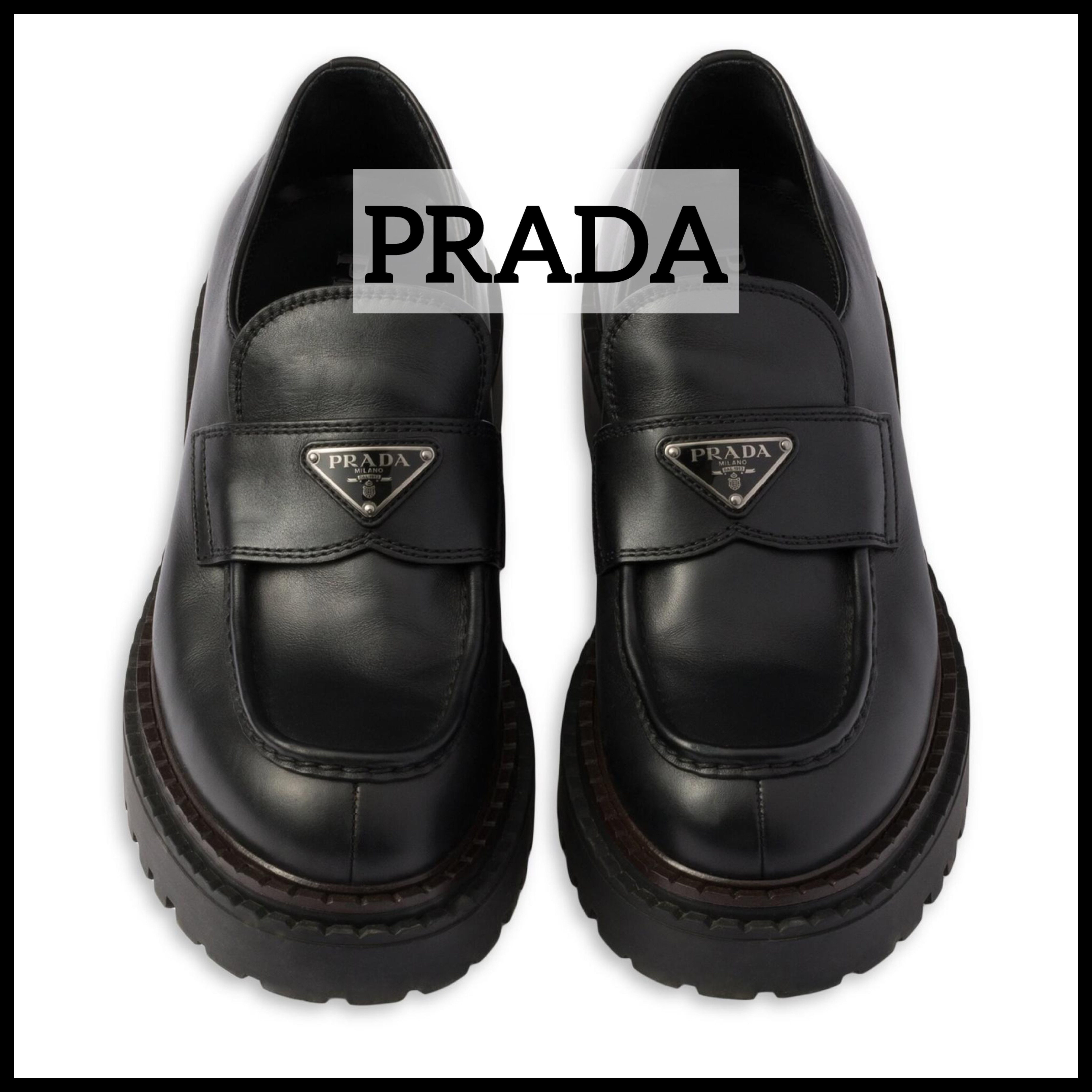 【PRADA】チャンキー・ラバーソール レザーローファー