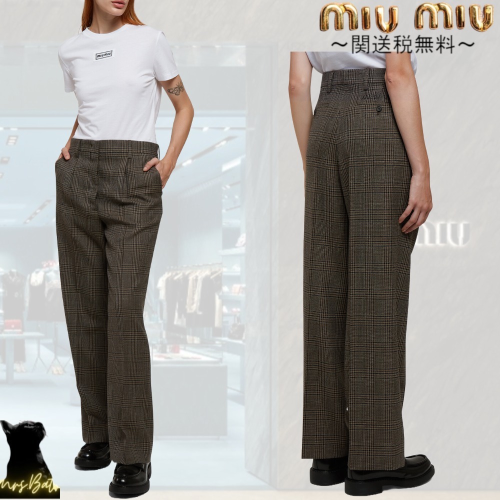 MiuMiu 完売御免 大人気 Prince of Wales トラウザー パンツ