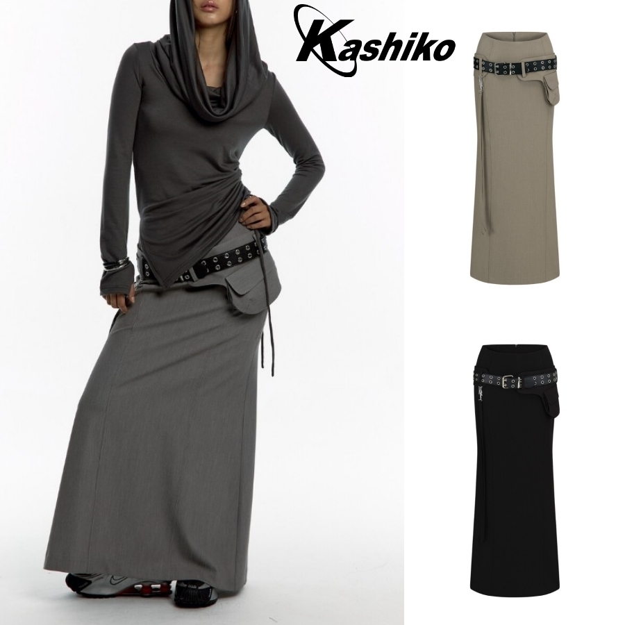 Kashiko☆Pocket Belt Long Skirt