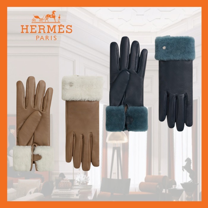 ファー付き手袋 ♪【HERMES】Honorine 上質レザーグローブ