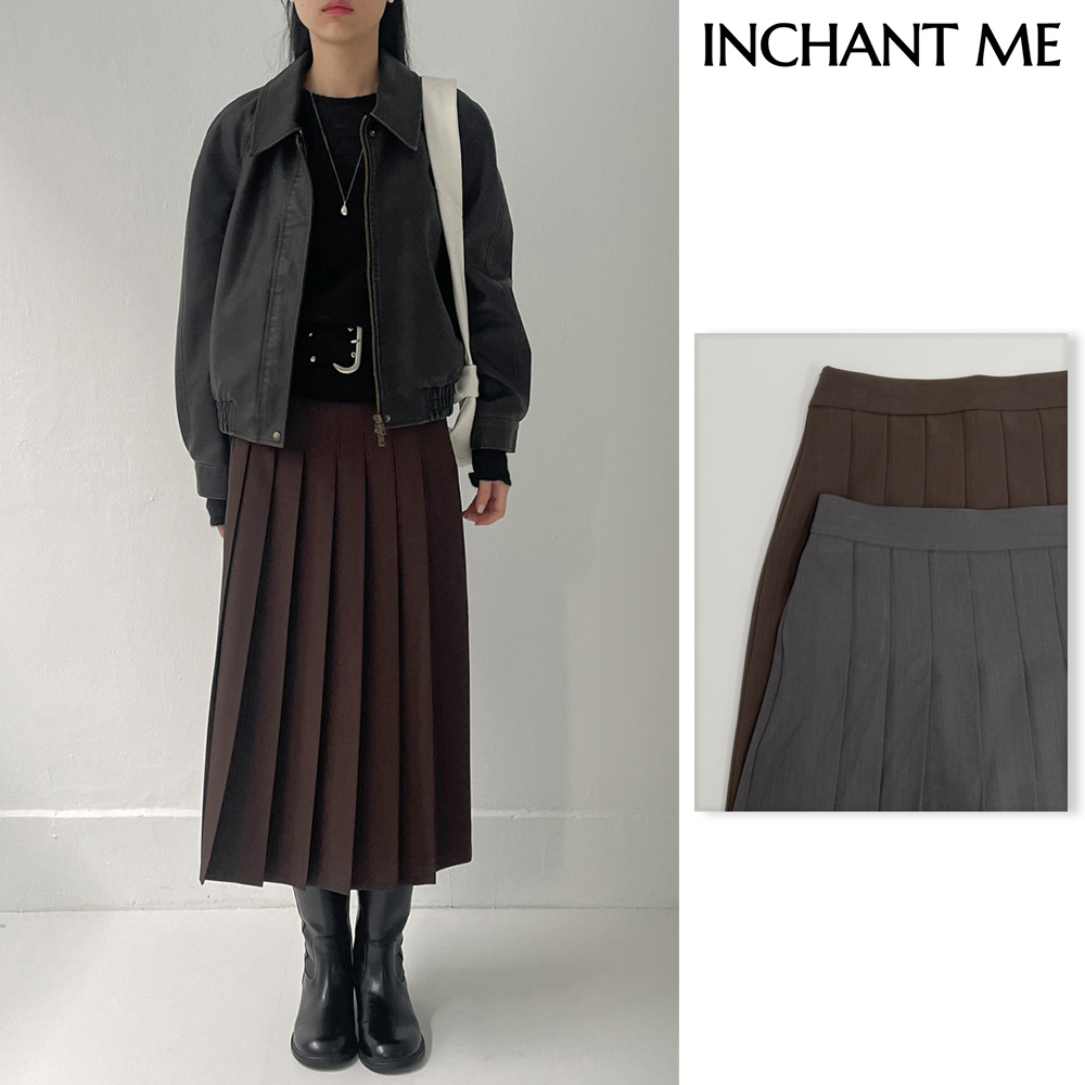 【INCHANT ME】Mirror Low Pleats Long Skirt