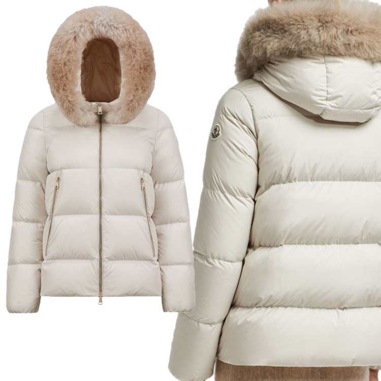 MONCLER☆LAICHEFUR フード付 ダウンジャケット BEIGE LADIES