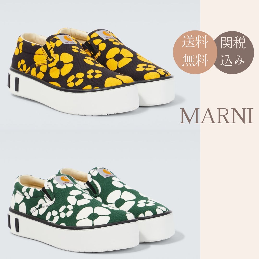 【MARNIx CARHARTT WIP】 フローラル スリッポン スニーカー