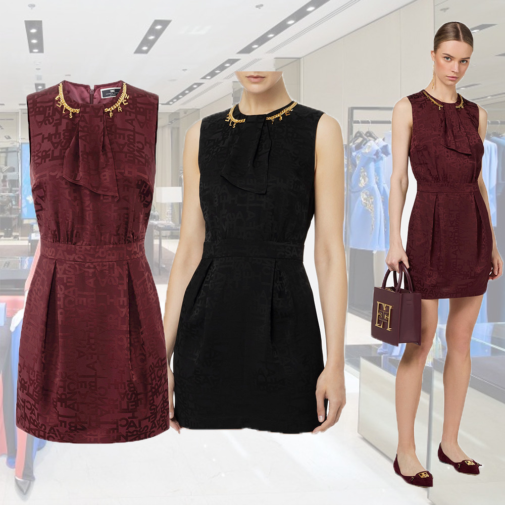 【24-25AW】ELISABETTA クレープジャカード ミニドレス 2色