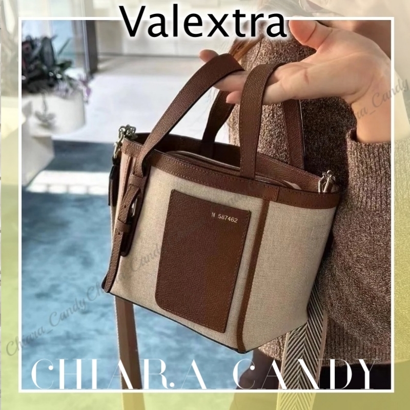 【24AW NEW】Valextra/ソフトキャンバスバケットマイクロバッグ