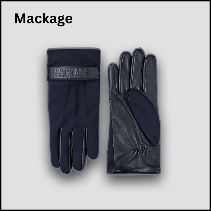 タッチスクリーン対応★Mackage★ ラムレザー＆フリース手袋 Oz