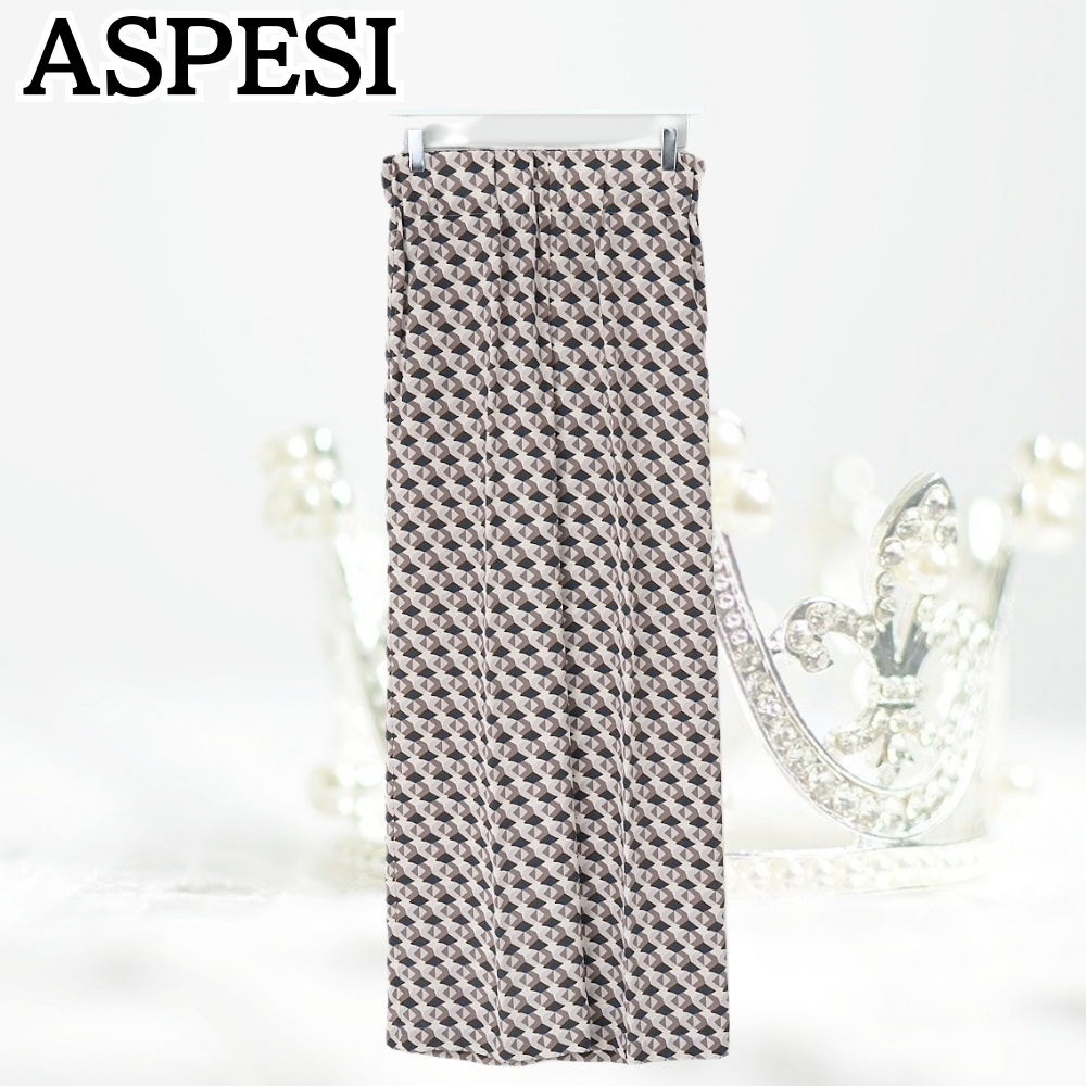 ASPESI*お目が高い*マルチカラー ジオメトリック シルクパンツ