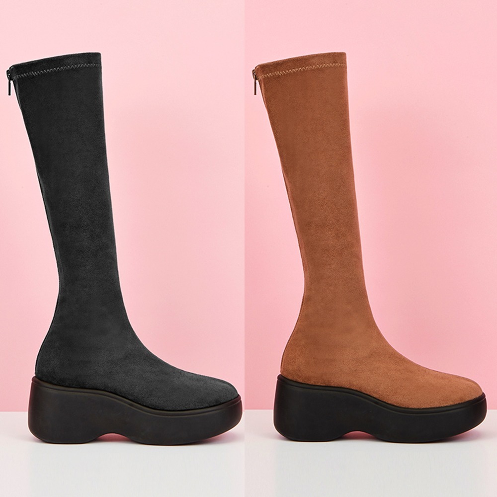 足が楽な Suede Socks Long Boots (2 COLOR)