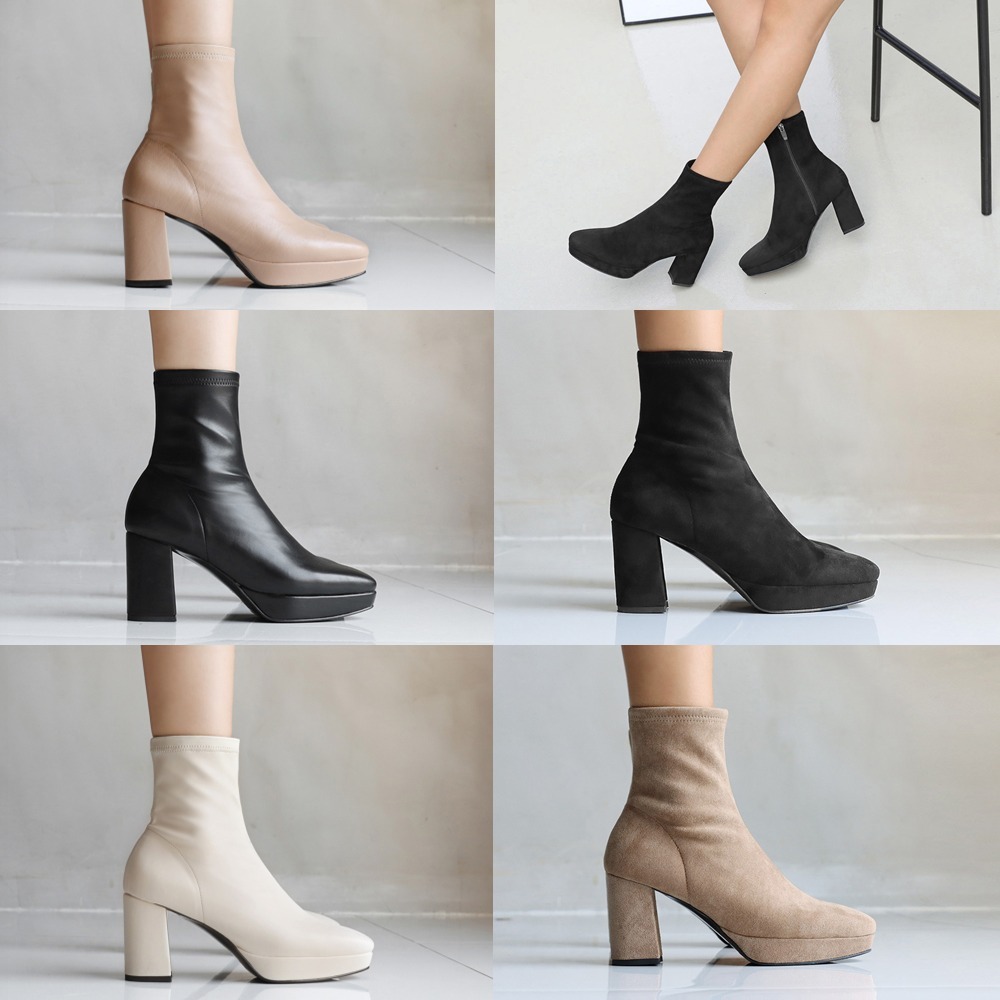 ショートブーツ・ブーティ Raina Basic Spandex Garbo Ankle Boots (8 cm, 5 COLOR)