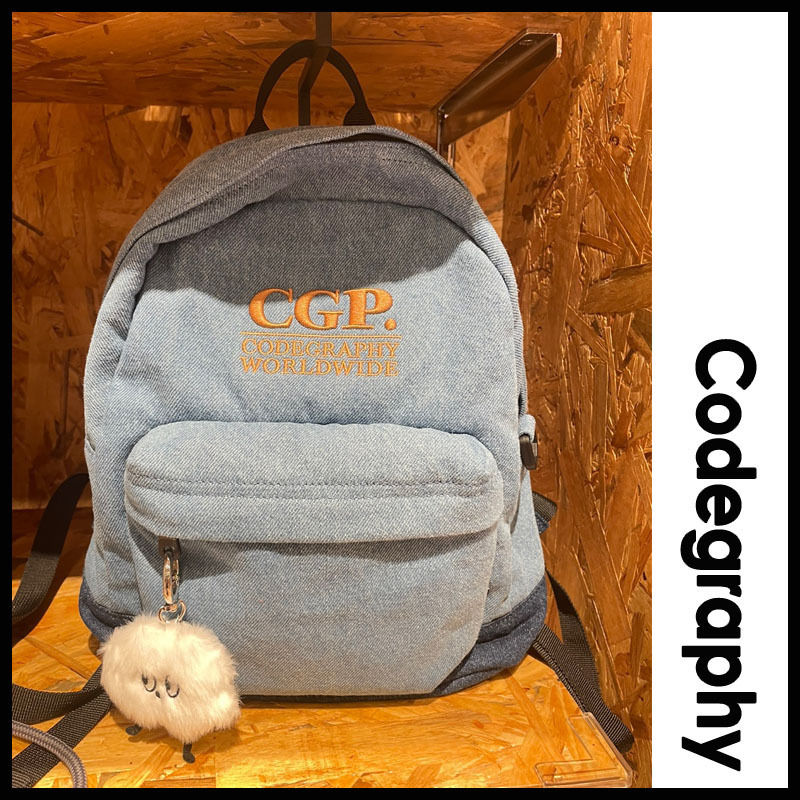 ☆CODEGRAPHY☆CGP SQUARE LOGO DENIM WASHED MINI BACKPACK