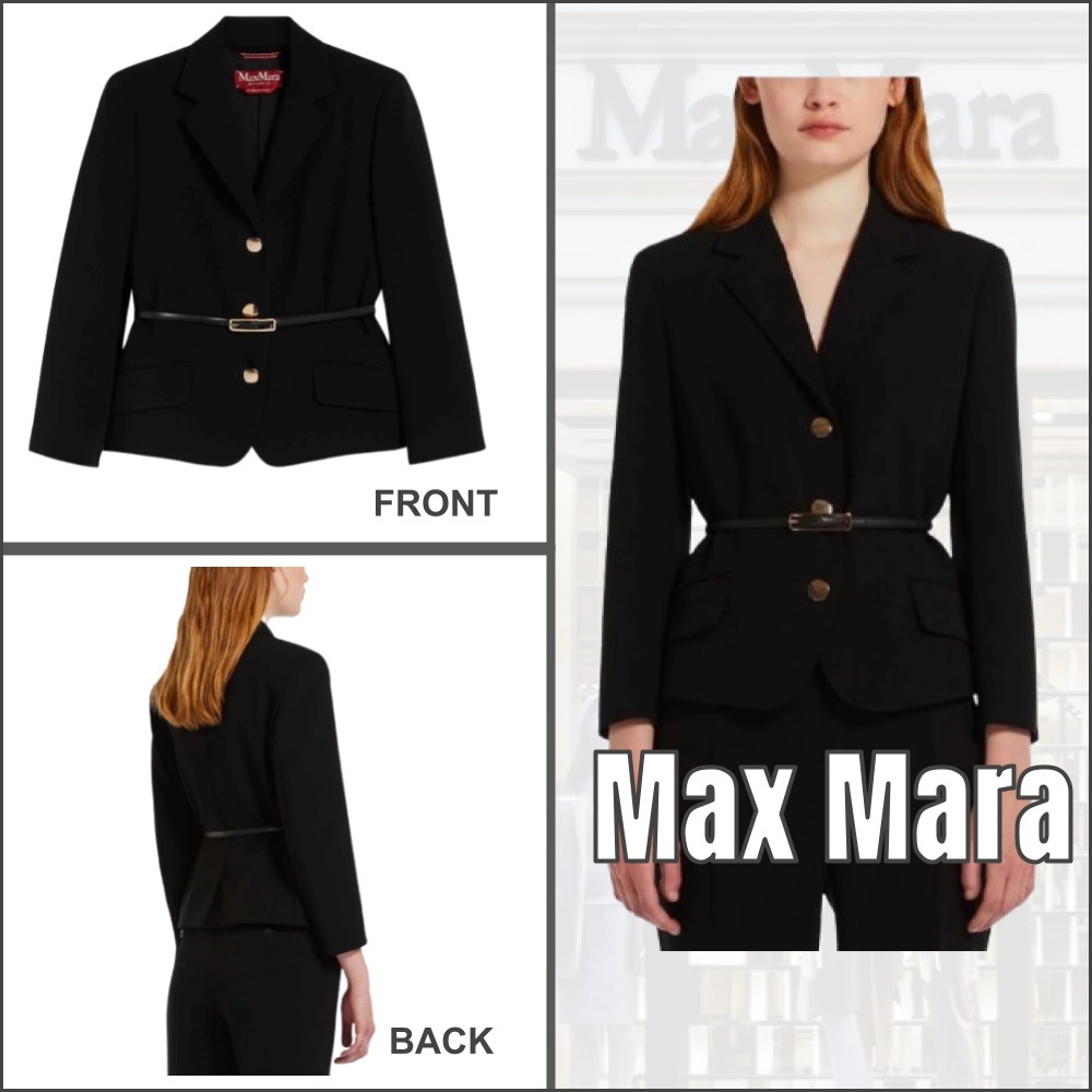 関税送料込【Max Mara Studio】ブレザー ベルト付き ブラック