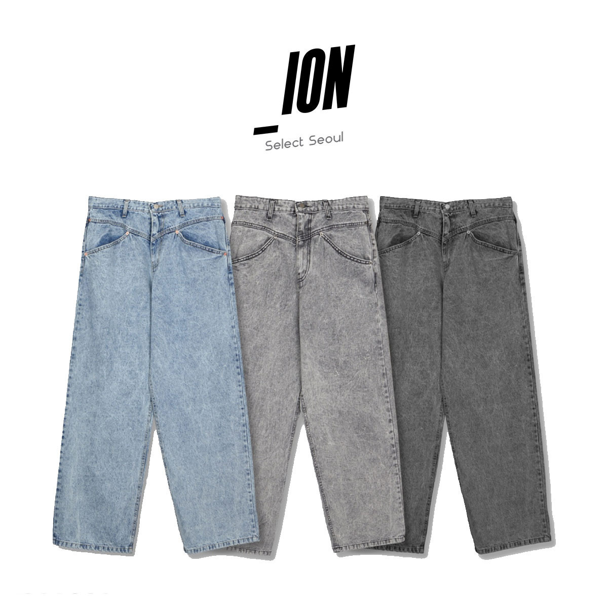 デニム・ジーパン IONSEOUL Front Yoke Stone Washed Denim Pants