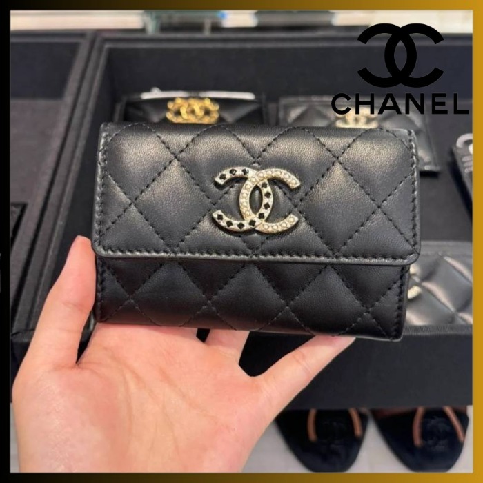 【可愛いCCロゴ /ブラック】CHANEL 三つ折りミニ財布