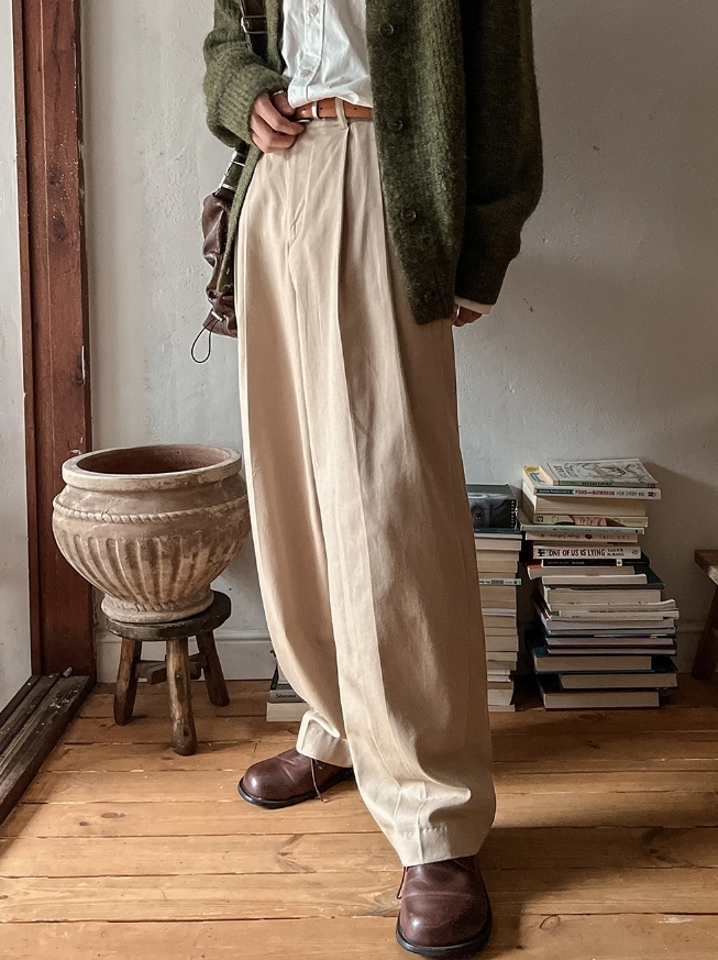 【2plan】Odison rivet pintuck pants