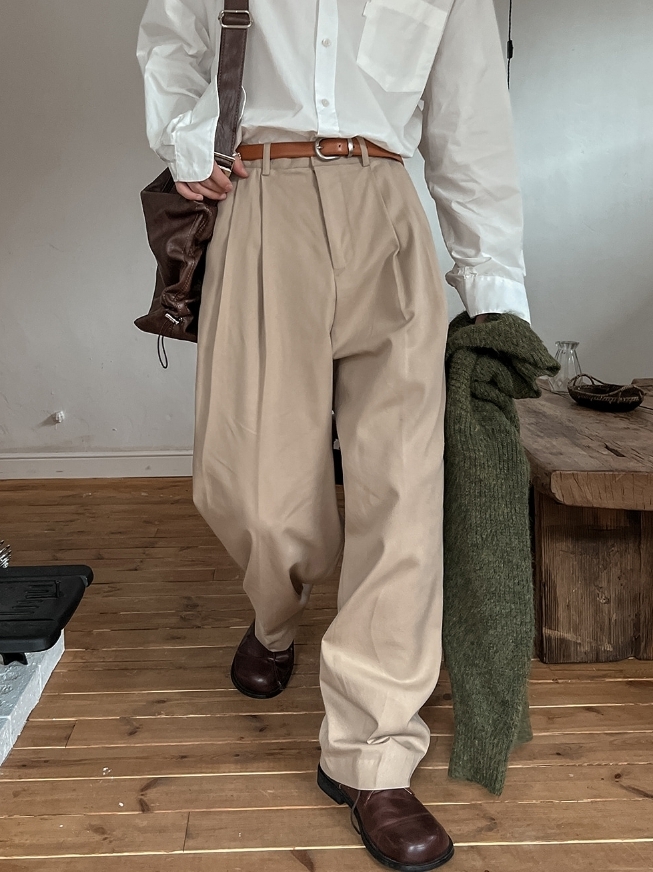 【2plan】Odison rivet pintuck pants