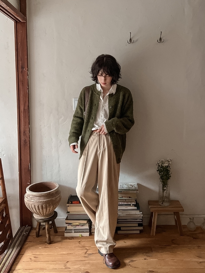 【2plan】Odison rivet pintuck pants