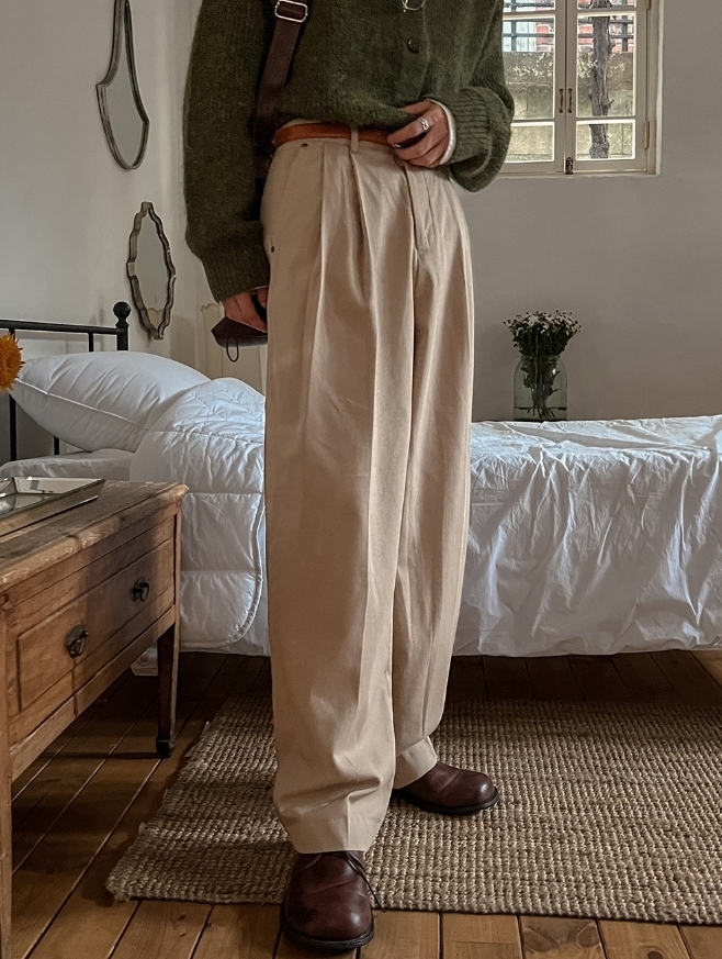 【2plan】Odison rivet pintuck pants