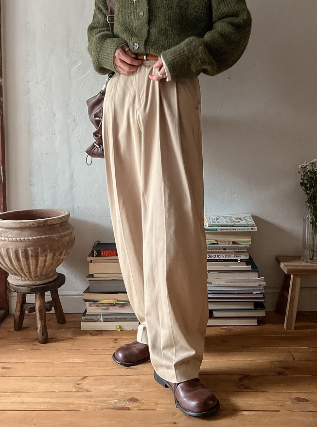 【2plan】Odison rivet pintuck pants