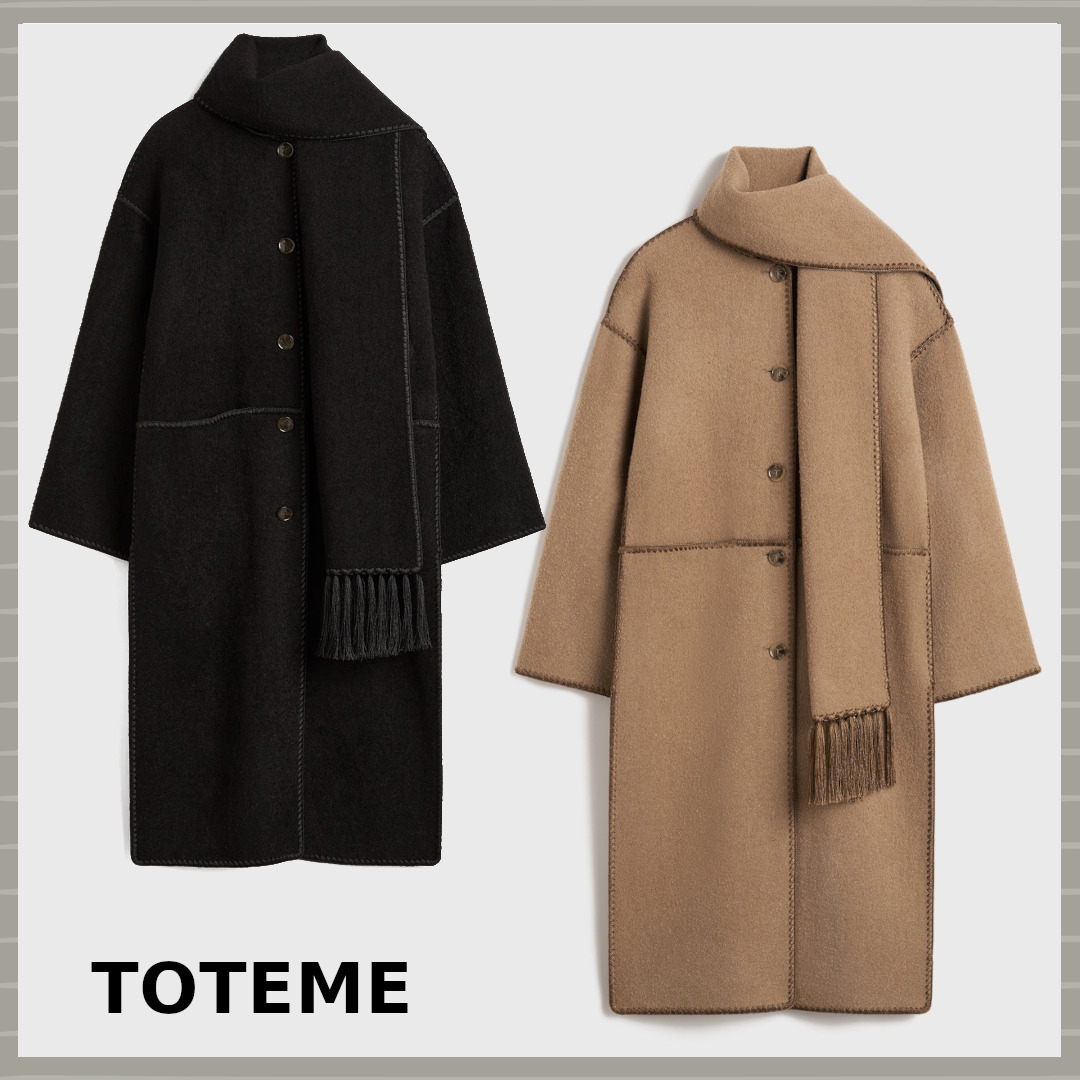 【TOTEME】Embroidered scarf coat スカーフ コート/ 各色