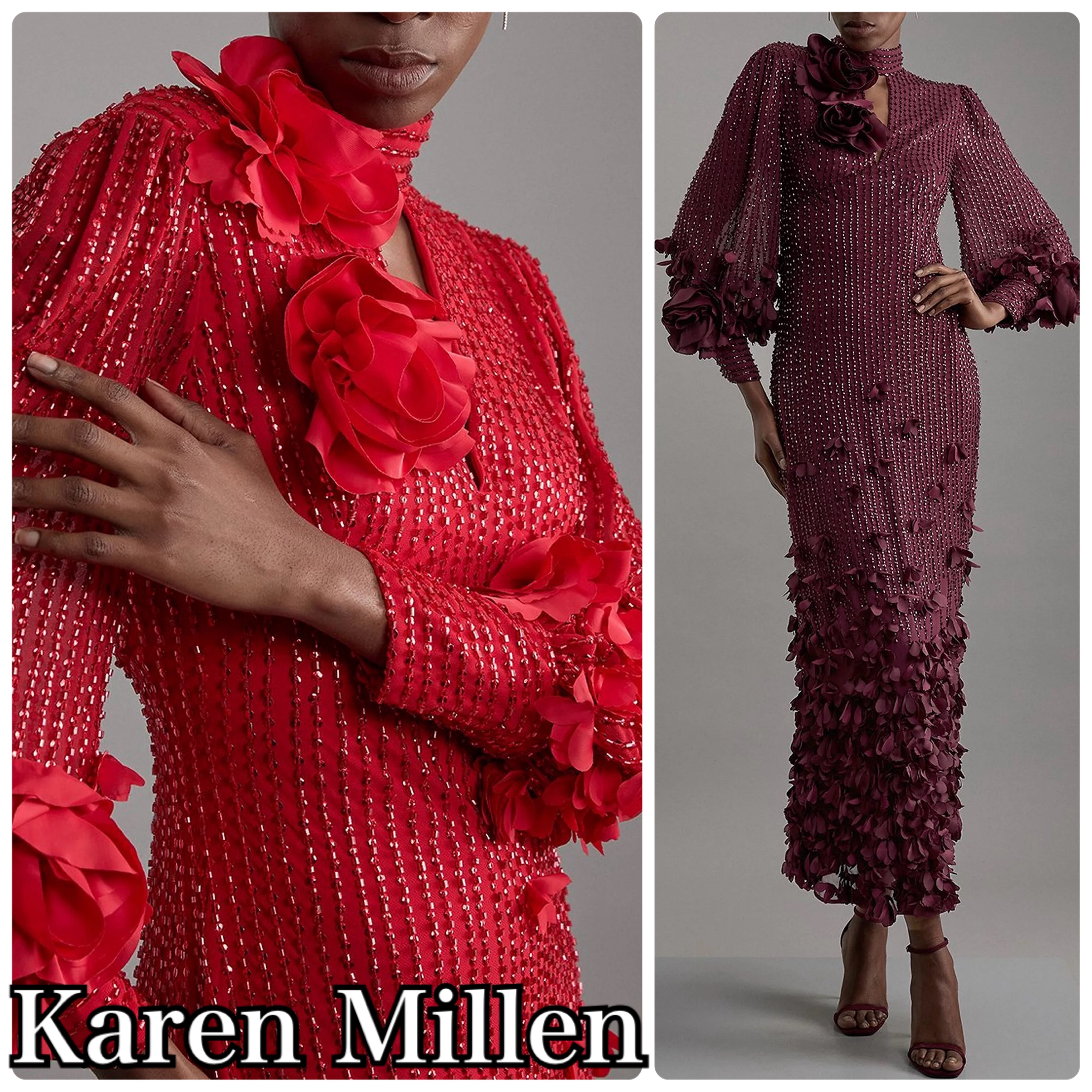 【Karen Millen】クリスタル アップリケ マキシ ワンピース