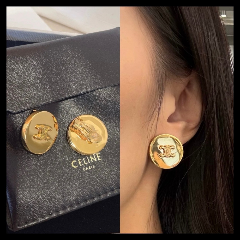 【キラッと光る！】CELINE トリオンフ シグネット イヤリング