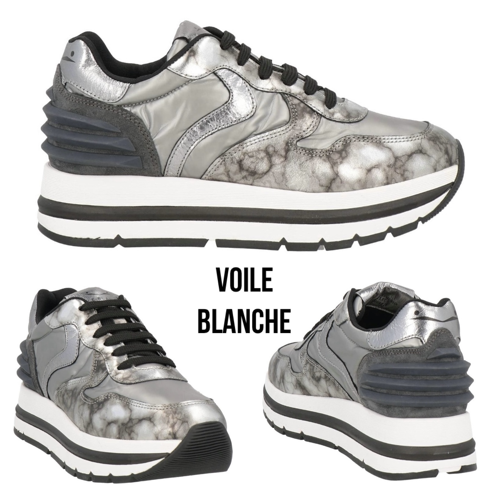 送料関税込み☆VOILE BLANCHE ロゴ メタリック スニーカー