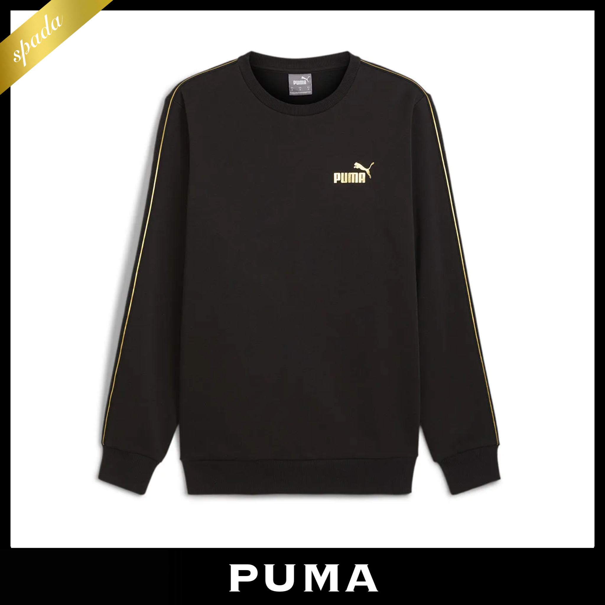 【PUMA】ゴールドロゴ スウェット トレーナー ブラック/送料無料