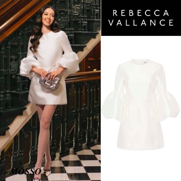 【完売必至】REBECCA VALLANCE フェイクパールトリム ミニドレス REBECCA VALLANCE】CRISTINE パールトリム パーティー ミニ