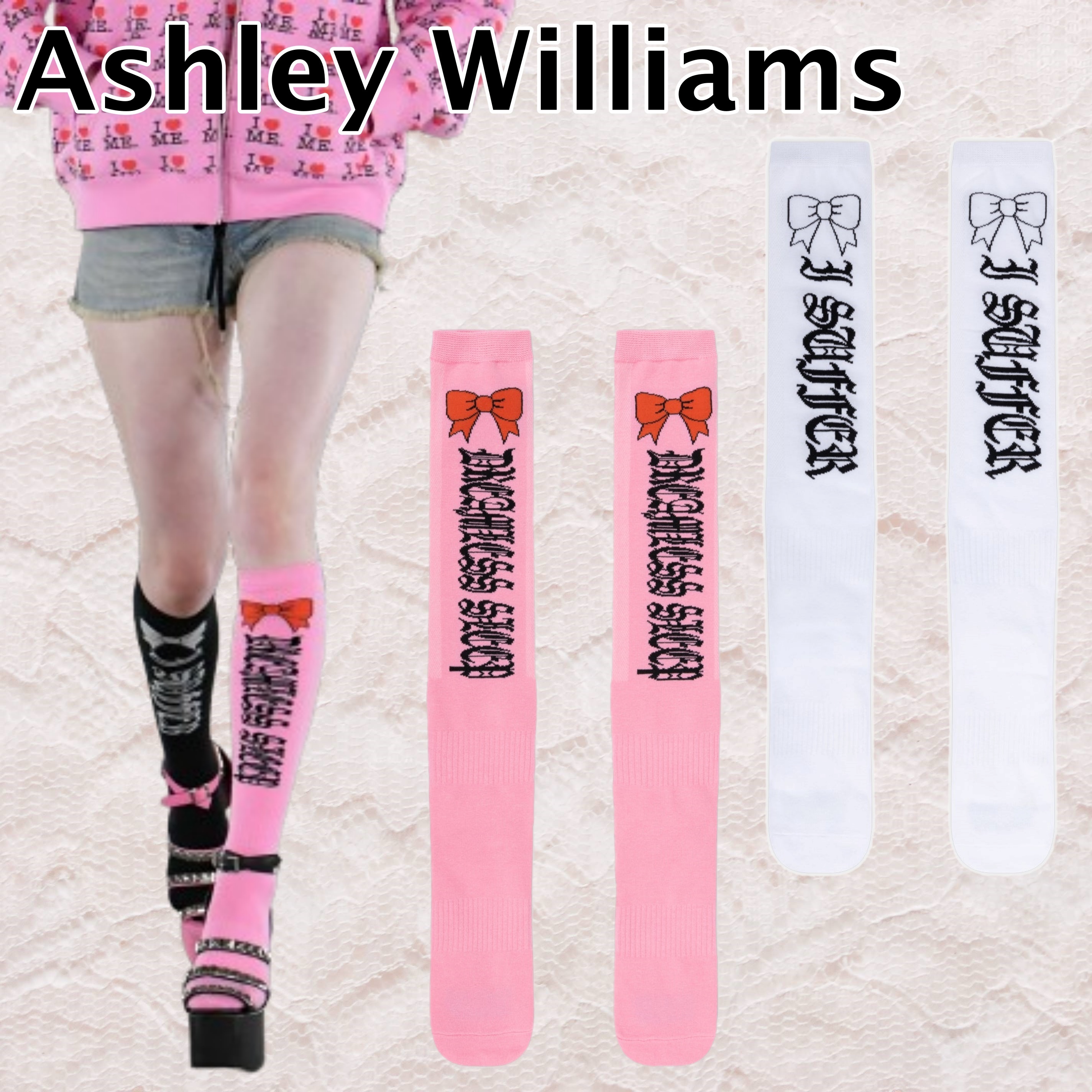 【Ashley Williams】サファー リボン ニーソックス