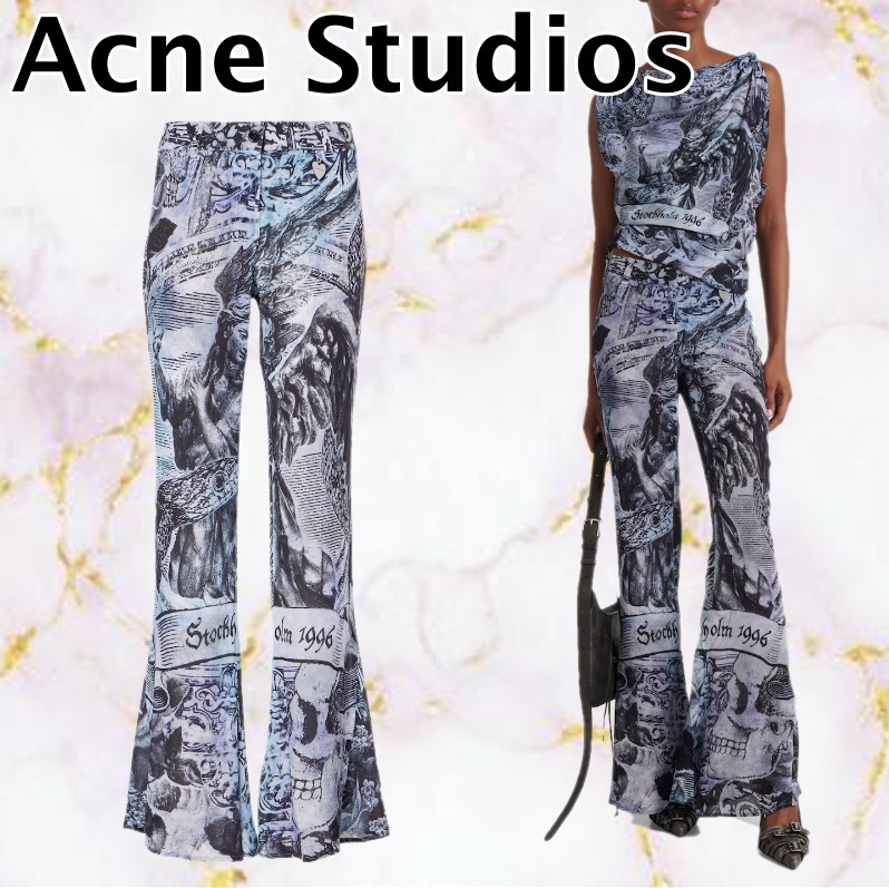 ACNE STUDIOS ミッドライズ フレアパンツ Acne Studios - テーラード フレアートラウザーズ - ブラック