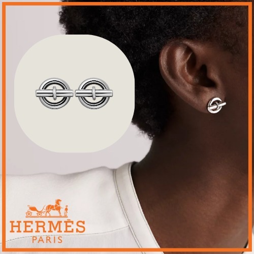 【HERMES】ミニ シェーヌダンクル ピアス シンプル 男女兼用