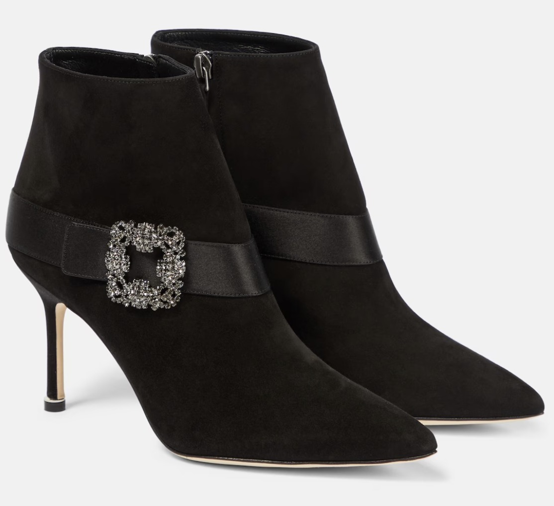 《華やかな逸品》【Manolo Blahnik】Plinianu装飾アンクルブーツ