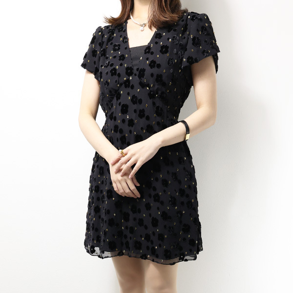 CELINE ミニドレス ワンピース ベルベット 半袖 2R02L067G 38NO