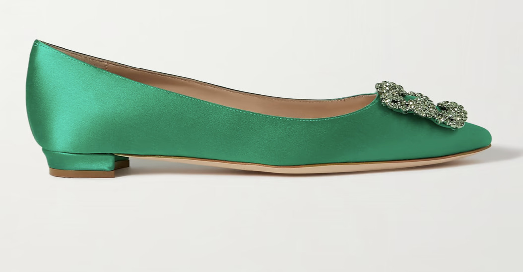 《華やかな逸品》【Manolo Blahnik】サテンバレエシューズ