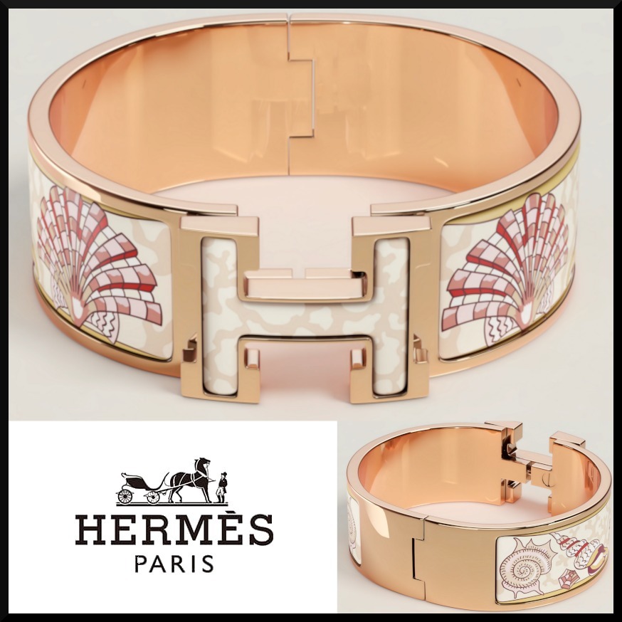 25新作 HERMES クリッククラックH 貝殻 エナメルブレスレット