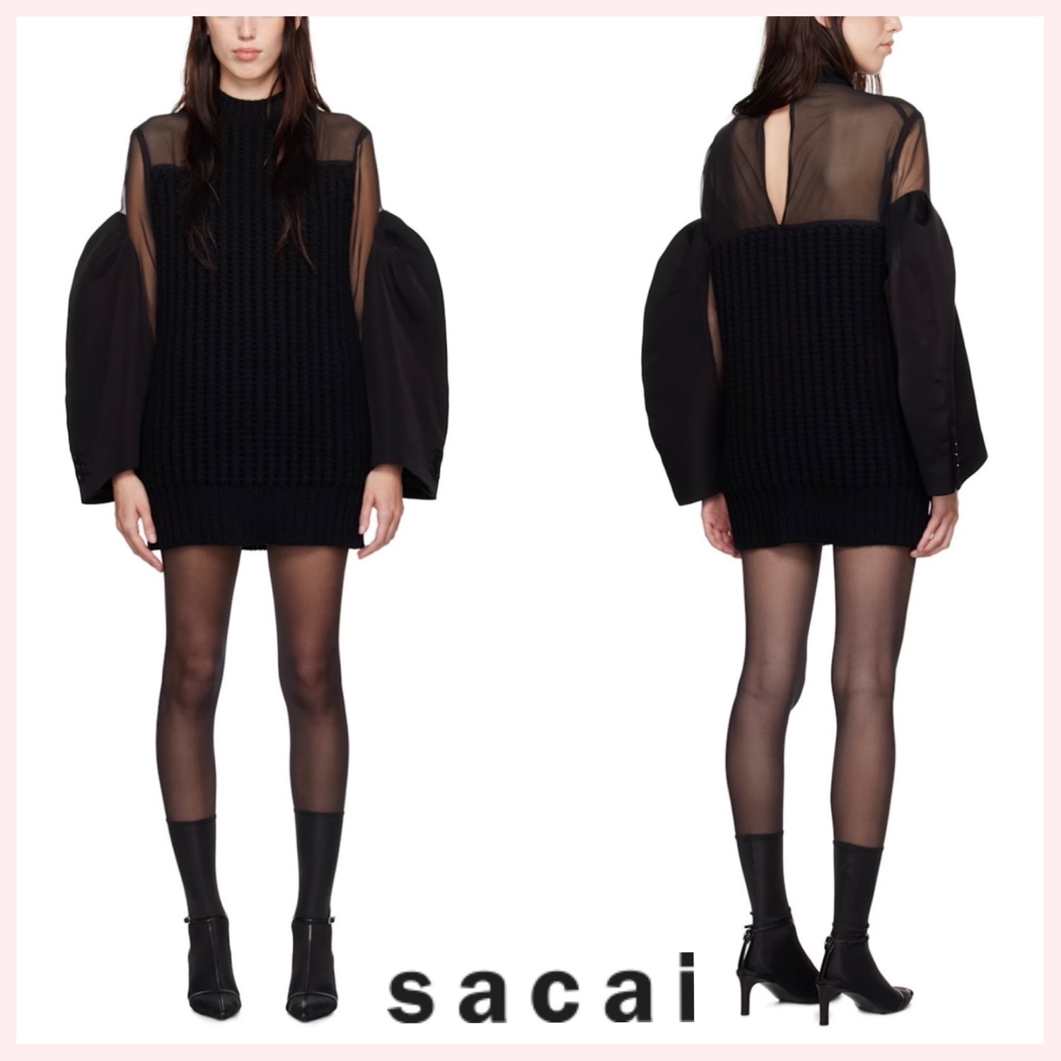 ★sacai★関税込♪日本未入荷♪シフォン×ニット ミニワンピース