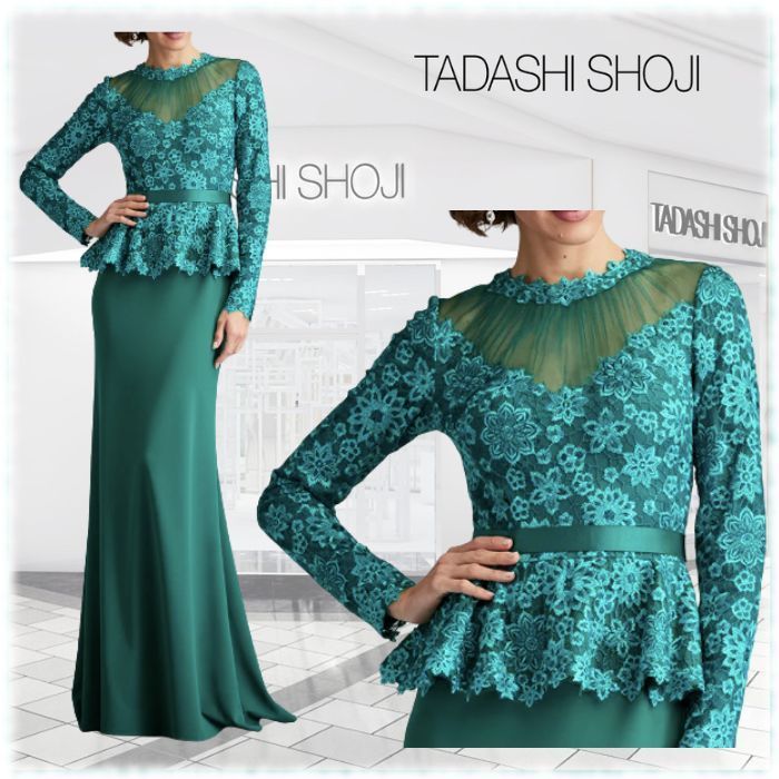 限定!! TADASHI SHOJI 刺繍 美ライン ロングガウン