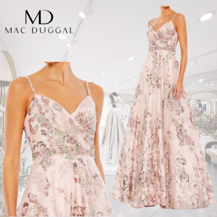 限定!!Mac Duggal スパンコール 美ライン ロング ドレス